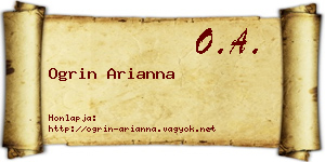 Ogrin Arianna névjegykártya